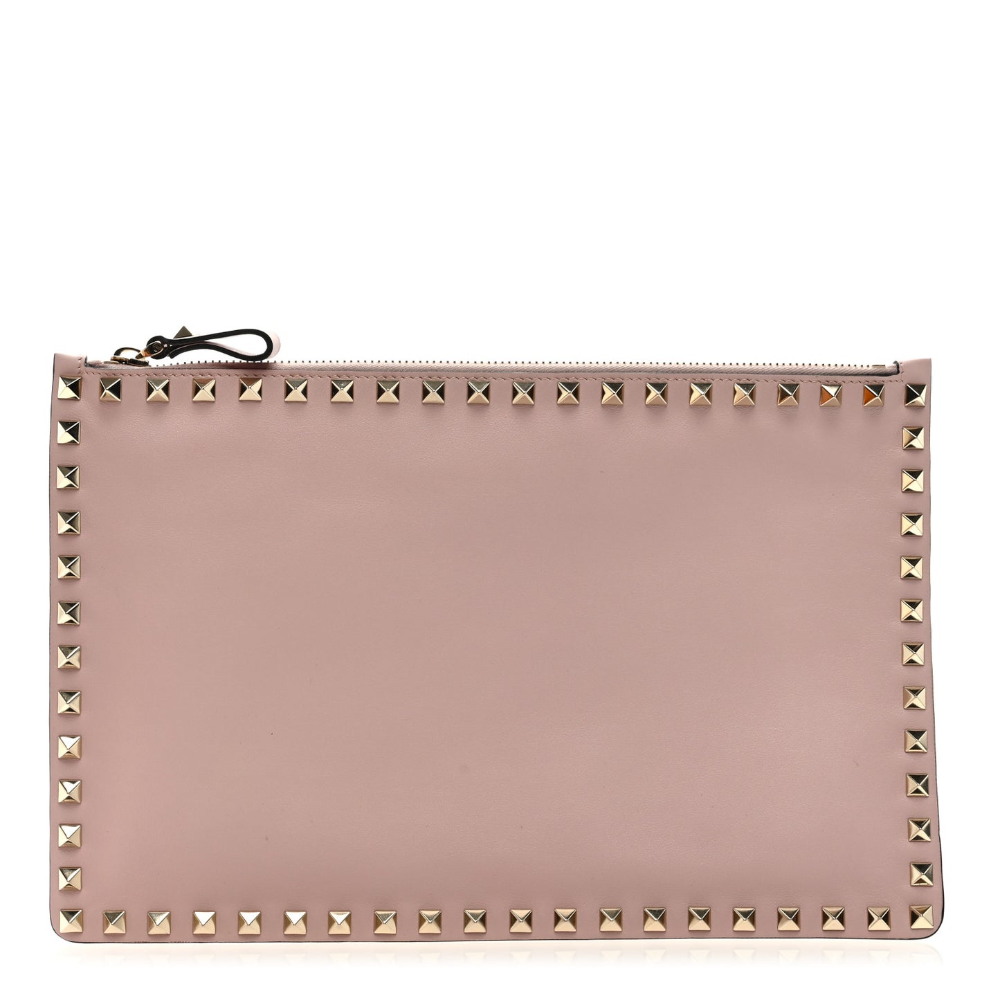 Vitello Large Rockstud Zip Pouch Water Rose