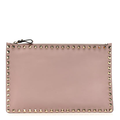 Valentino Garavani Vitello Large Rockstud Zip Pouch Water Rose 1 of 6