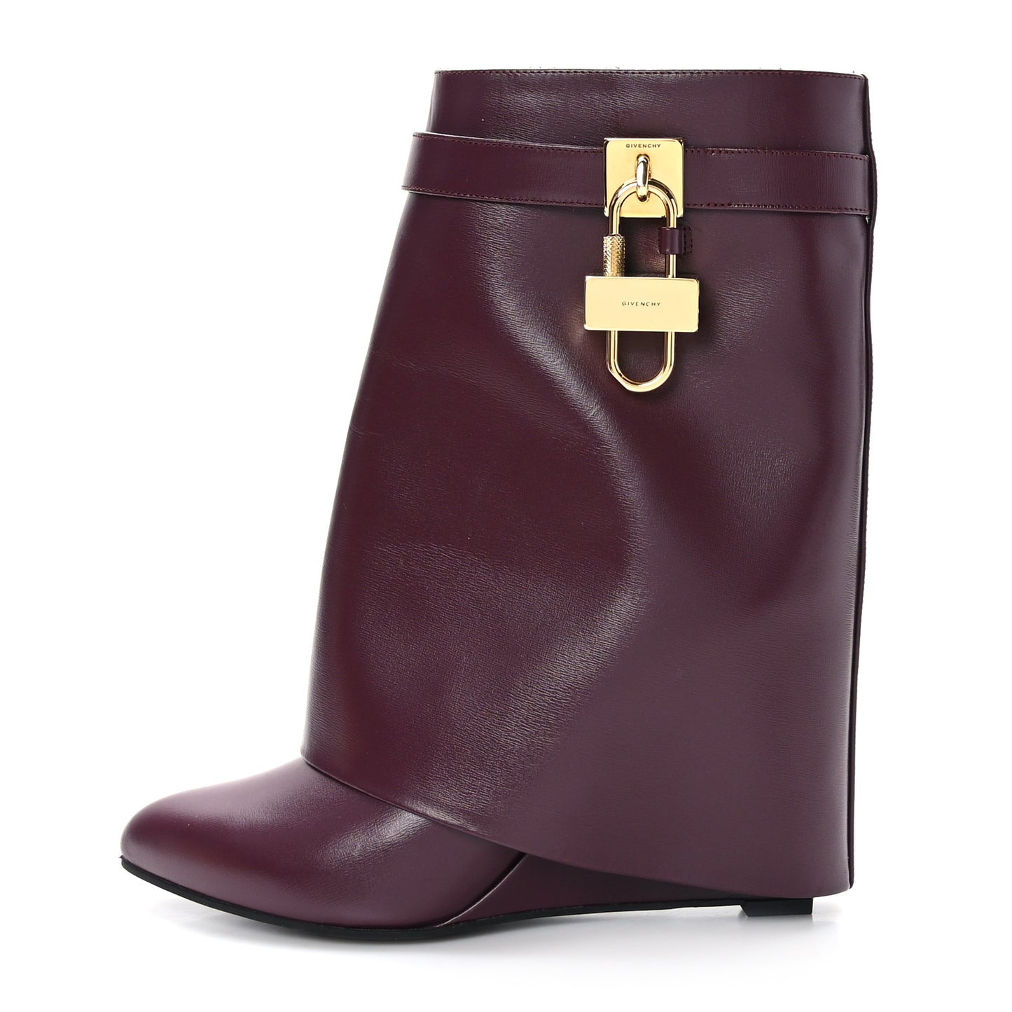Calfskin Shark Lock Ankle Boots 41 Oxblood Red