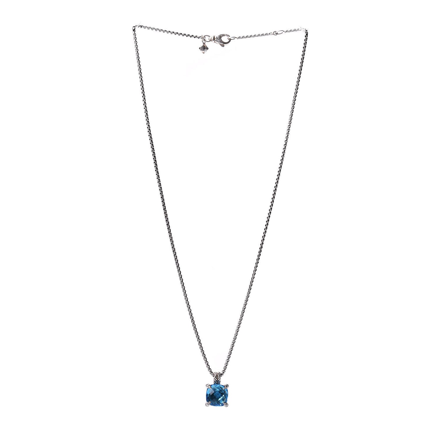 Sterling Silver Diamond Blue Topaz 11mm Chatelaine Pendant Necklace