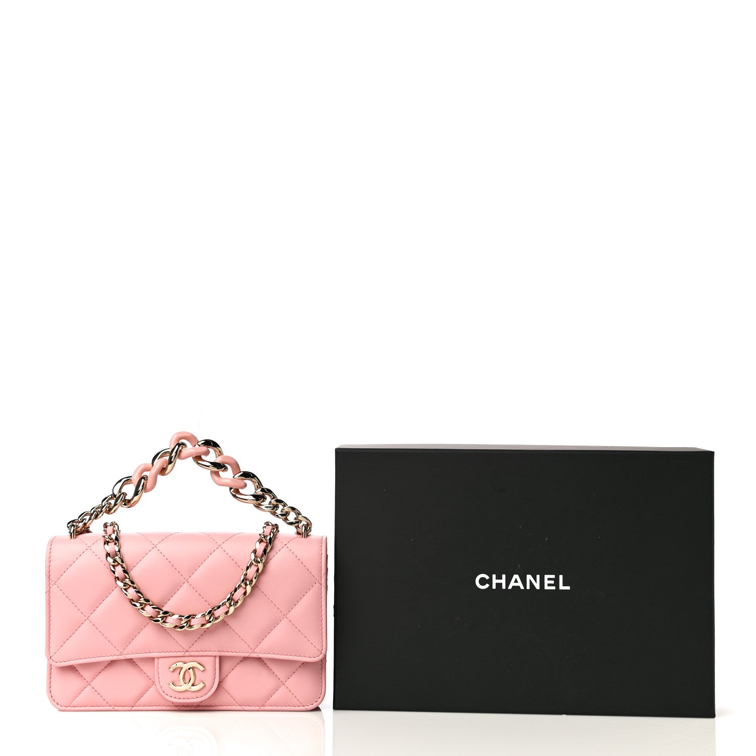 Chanel Lambskin Quilted Elegant Chain Wallet On Chain WOC Pink 12 of 12