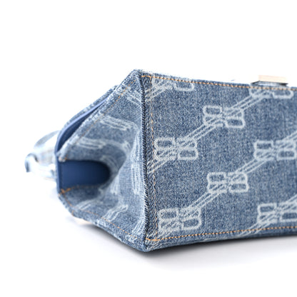 Balenciaga Denim BB Monogram Small Hourglass Top Handle Bag Blue 10 of 11