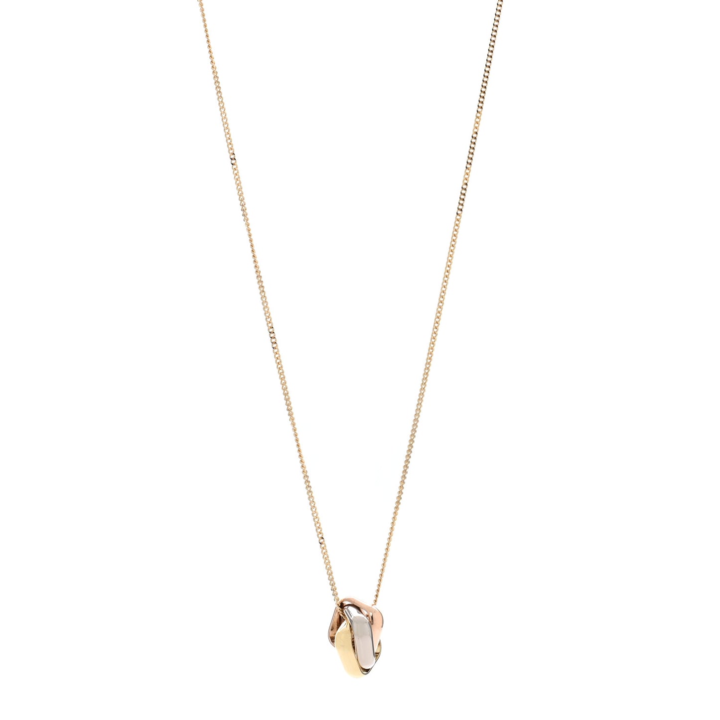 18K Pink Yellow White Gold Trinity Square Pendant Necklace
