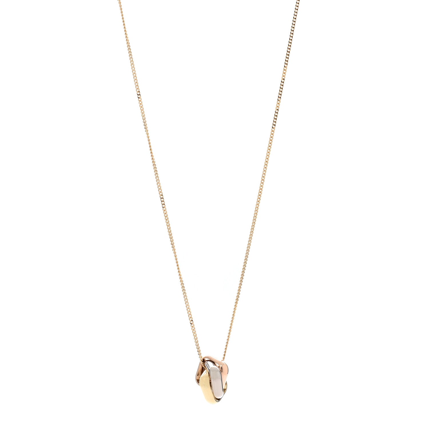 Cartier 18K Pink Yellow White Gold Trinity Square Pendant Necklace 1 of 5