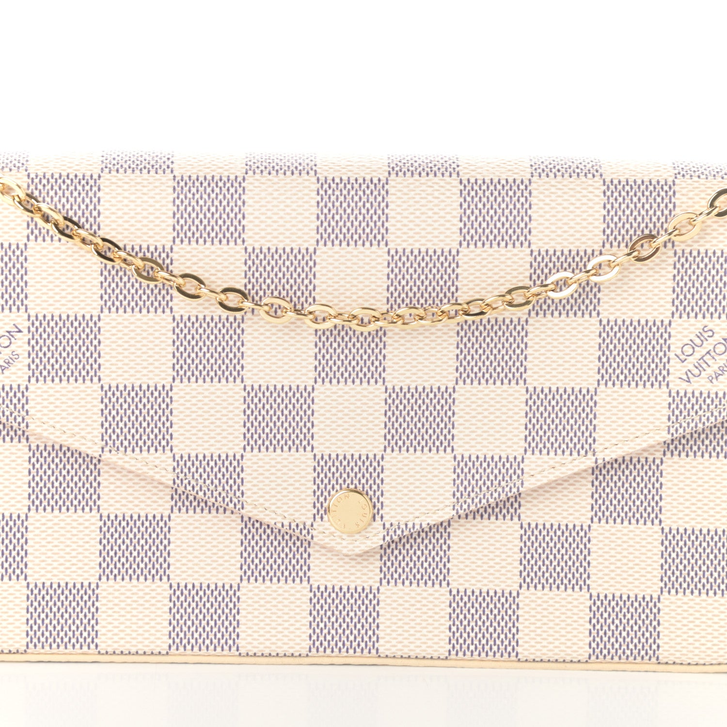 Louis Vuitton Damier Azur Pochette Felicie Chain Wallet Rose Ballerine 8 of 10