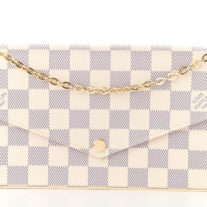 Louis Vuitton Damier Azur Pochette Felicie Chain Wallet Rose Ballerine 8 of 10