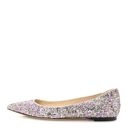 Jimmy Choo Glitter Romy Flats 36.5 Silver Multicolor 1 of 8