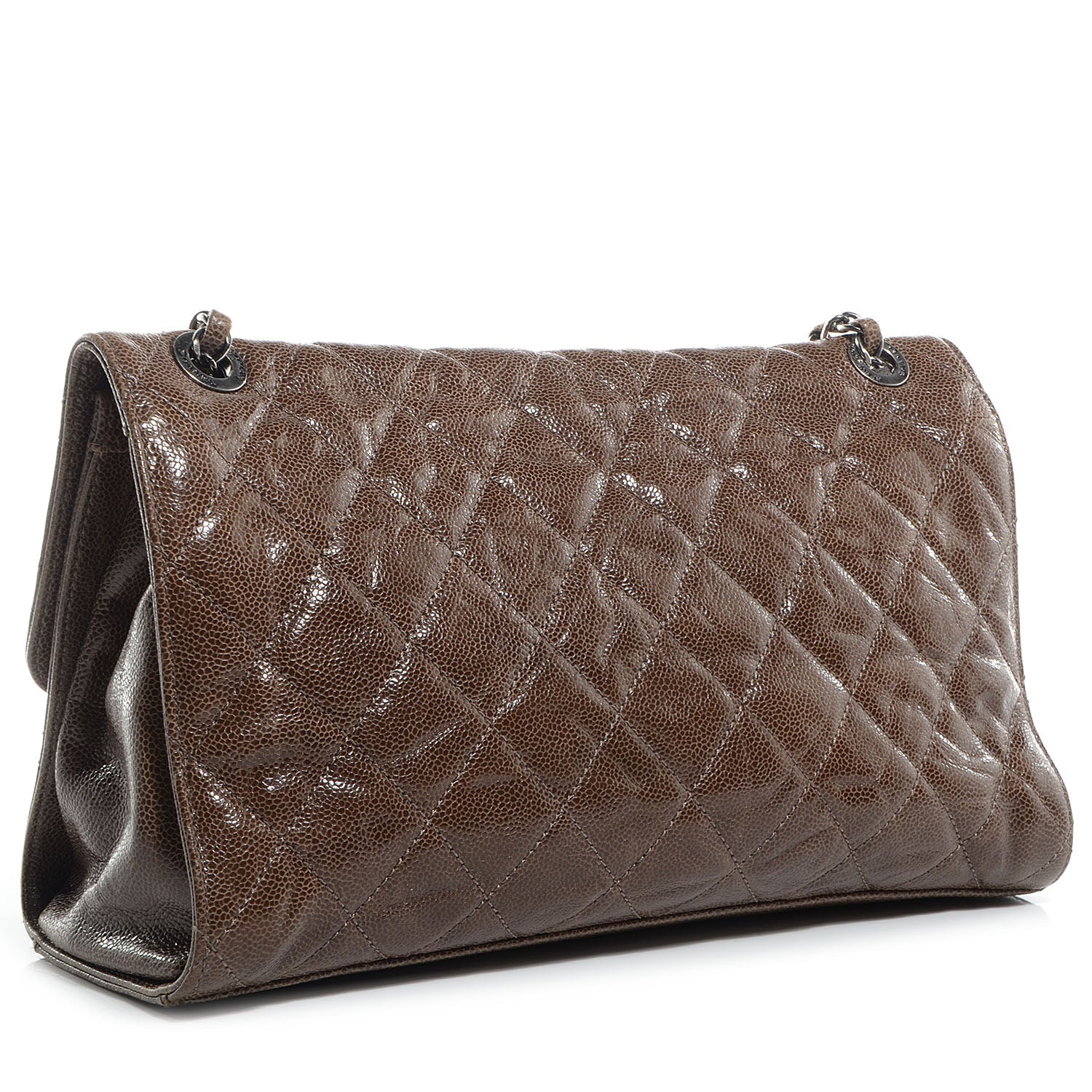 Chanel Crumpled Grained Calfskin CC Crave Jumbo Flap Brown 3 of 8