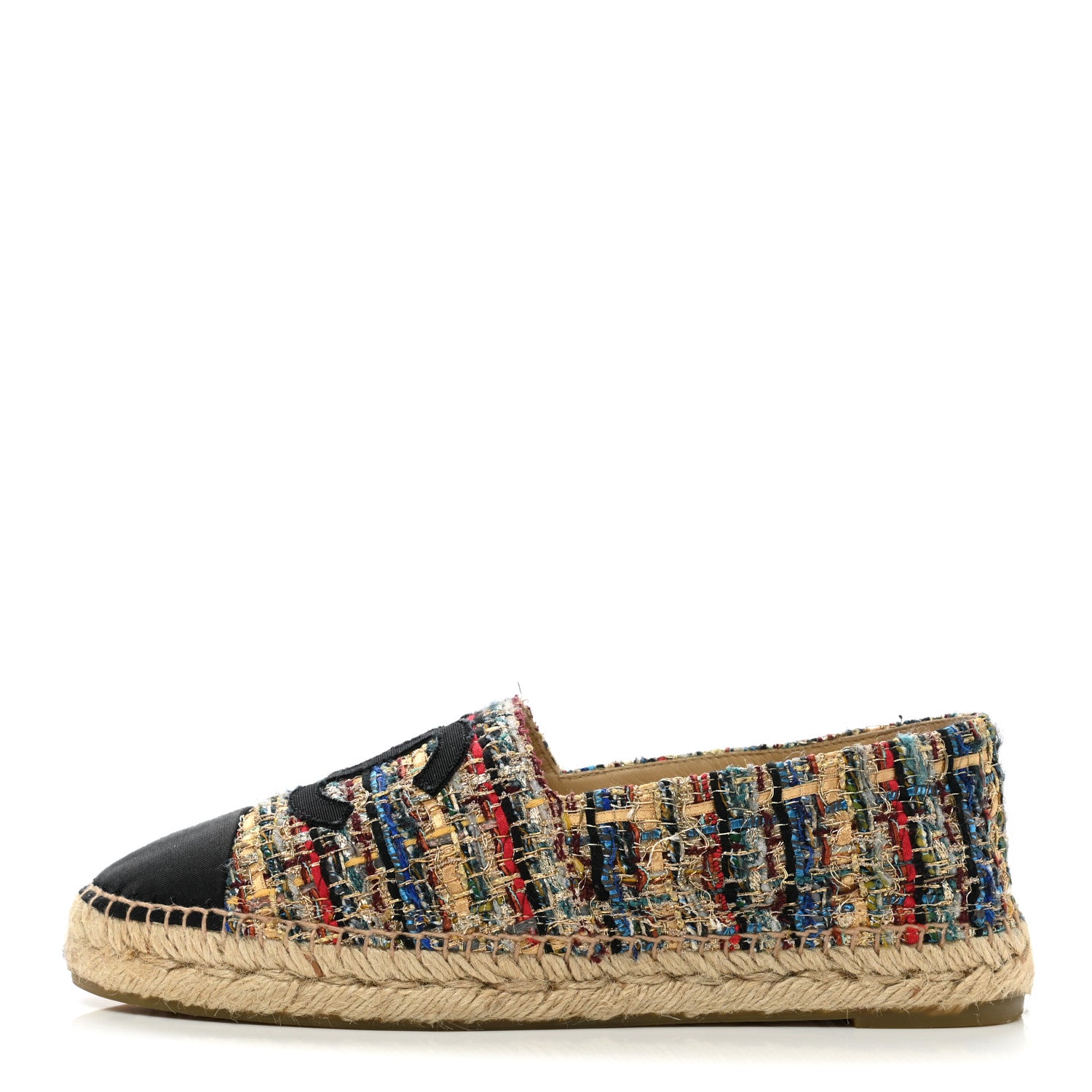 Chanel Tweed Grosgrain CC Espadrilles 39 Multicolor Black 1 of 12