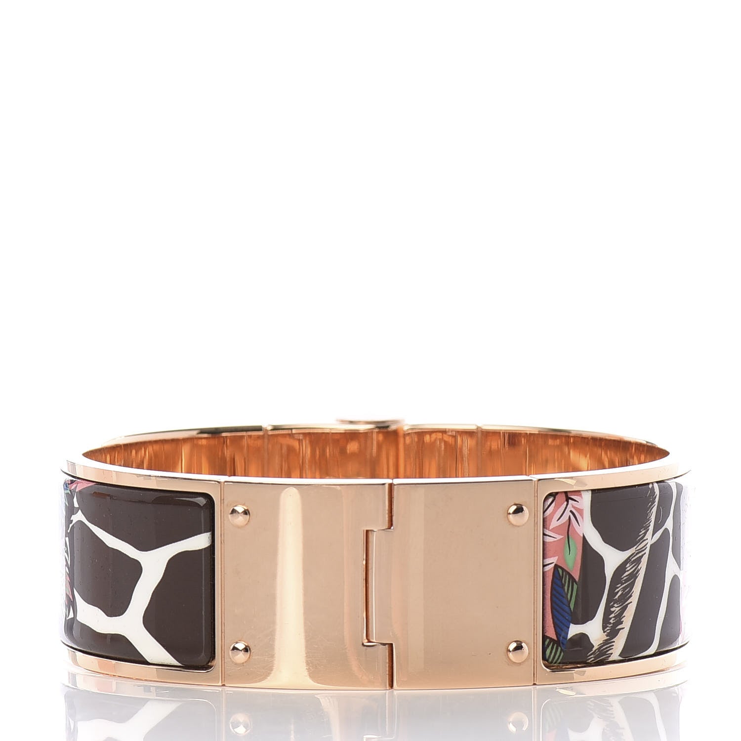Hermes Enamel Printed Wide The Three Graces Hinged Bracelet M Pink Delirium 2 of 6