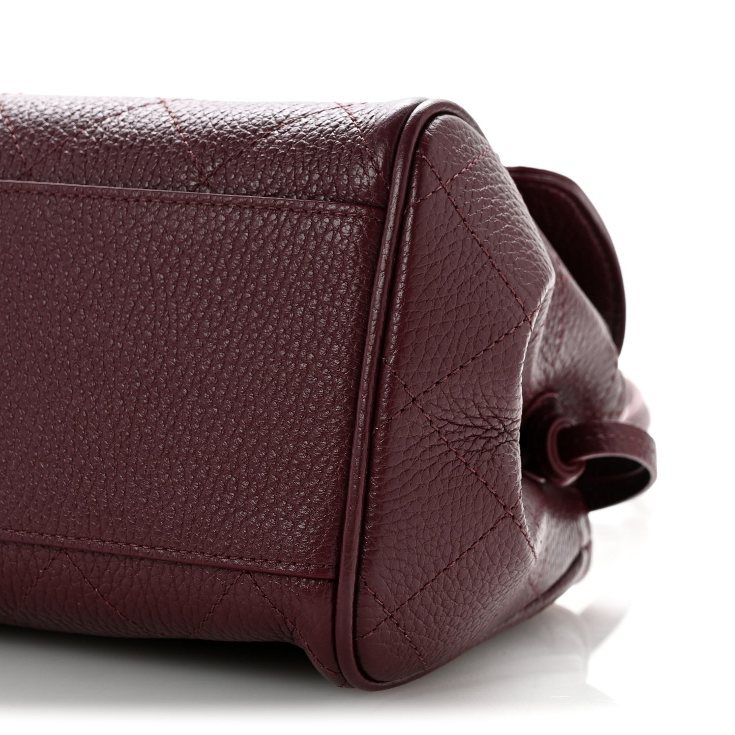 Grained Calfskin Stitched Urban Essentials Small Shopping Bag Burgundy
