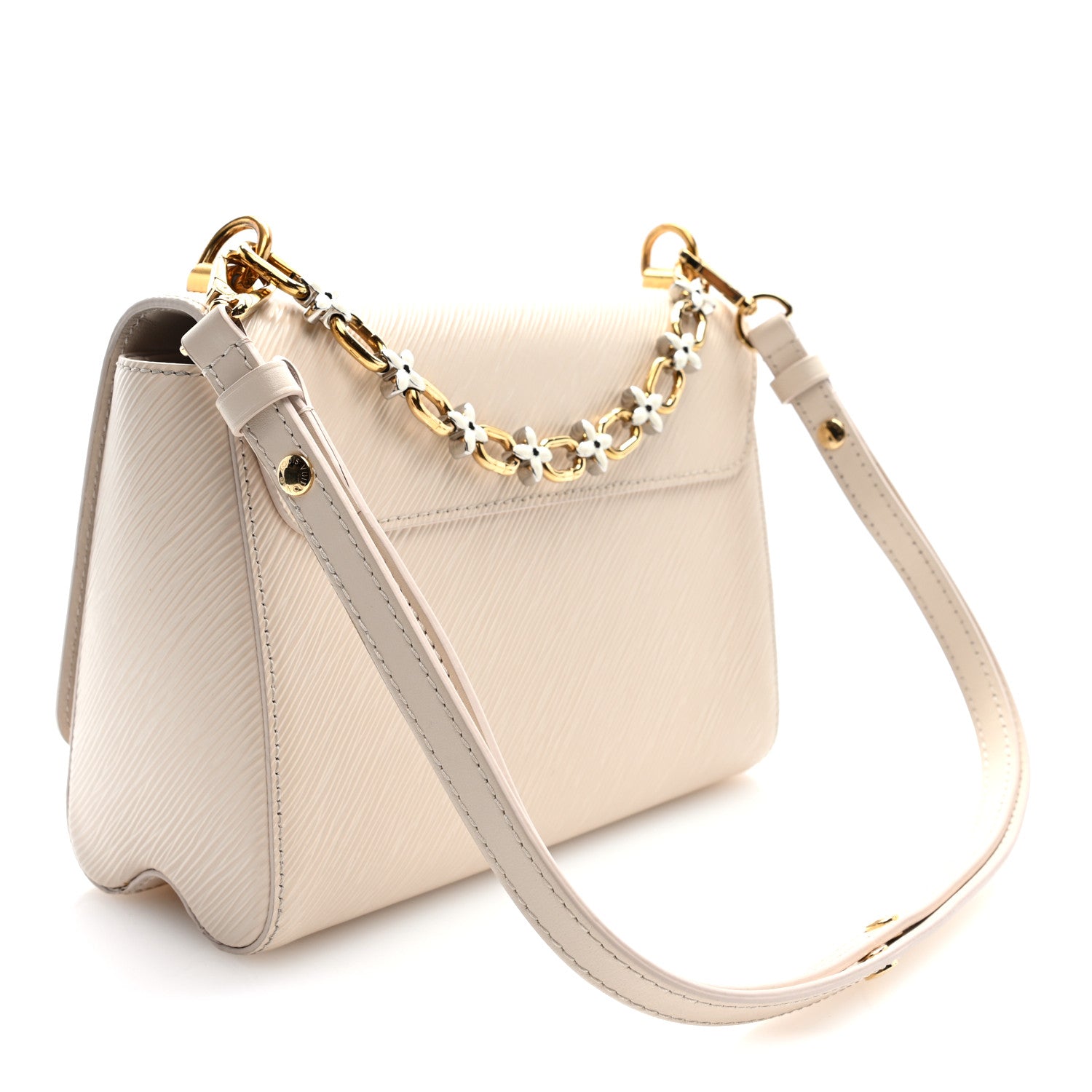 Louis Vuitton Epi Twist Monogram Flower Chain Shoulder Bag MM Quartz White 4 of 10