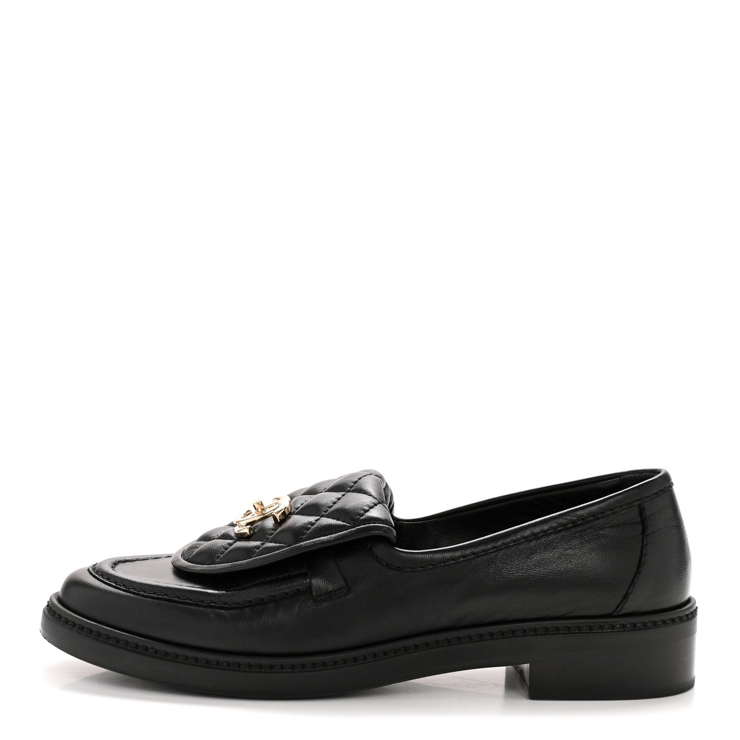 Lambskin Quilted CC Turnlock Loafers 38.5 Black
