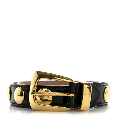 Khaite Patent Calfskin Studded Benny Belt XS/S 75/30 Black Gold 1 of 10