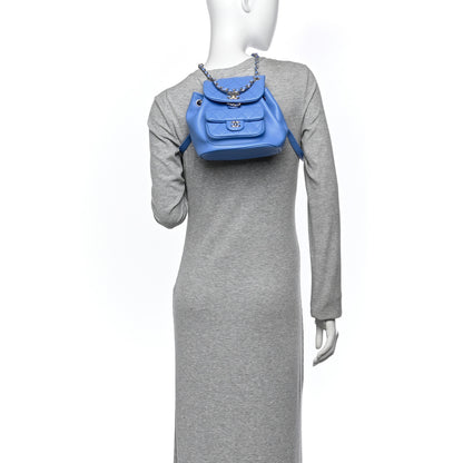 Chanel Lambskin Quilted Small Duma Drawstring Backpack Blue 2 of 10