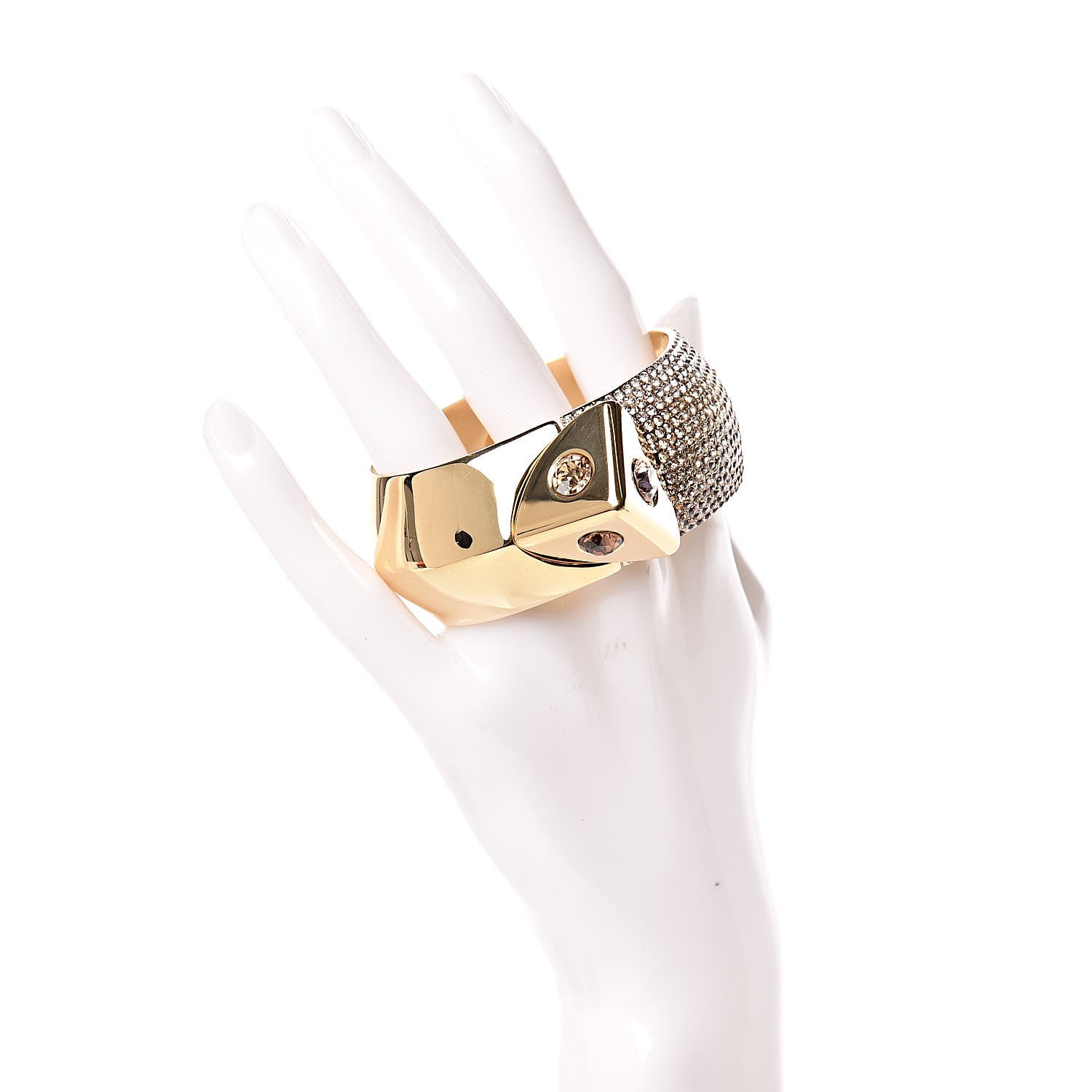 Louis Vuitton Crystal Trunkies Cuff Gold 2 of 5