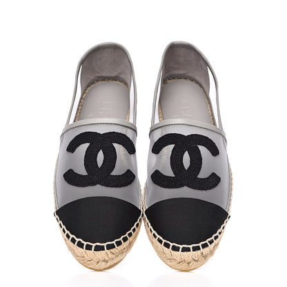 Chanel Mesh Grosgrain CC Espadrilles 37 Grey 5 of 10
