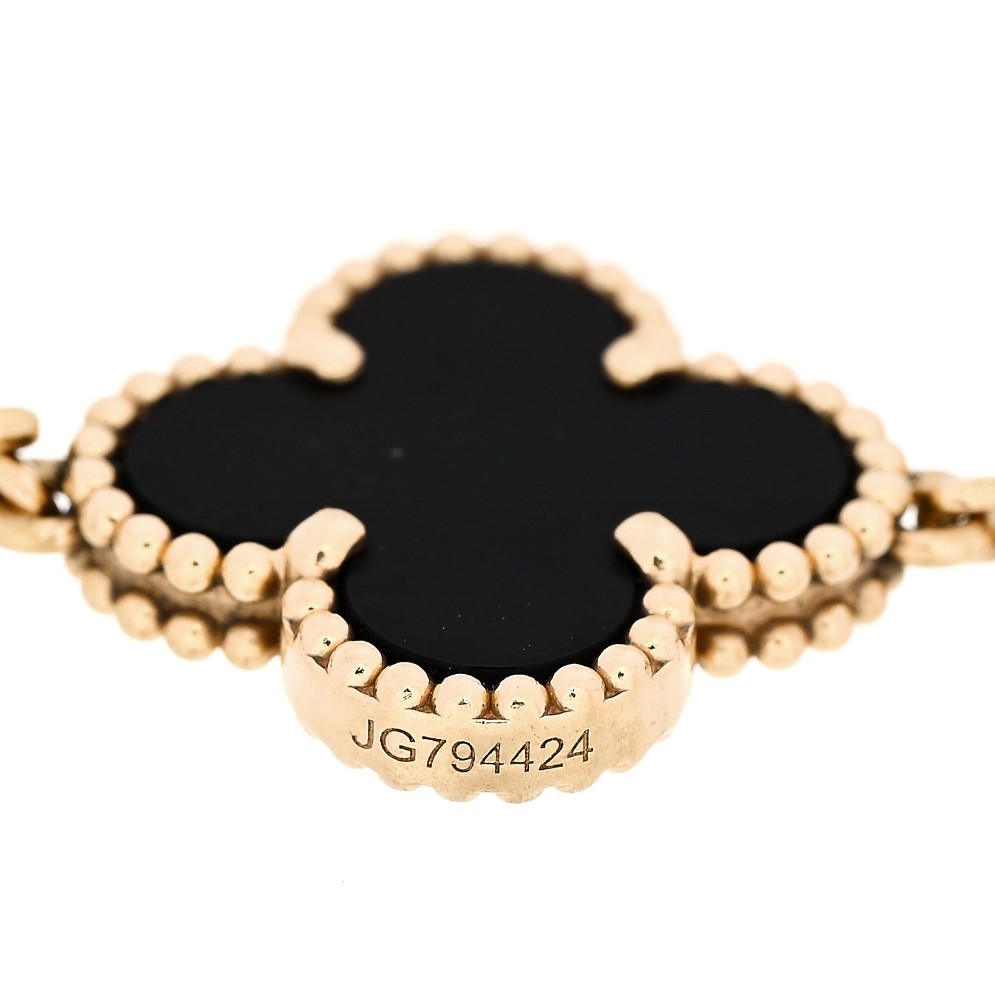18K Yellow Gold Black Onyx 5 Motifs Vintage Alhambra Bracelet
