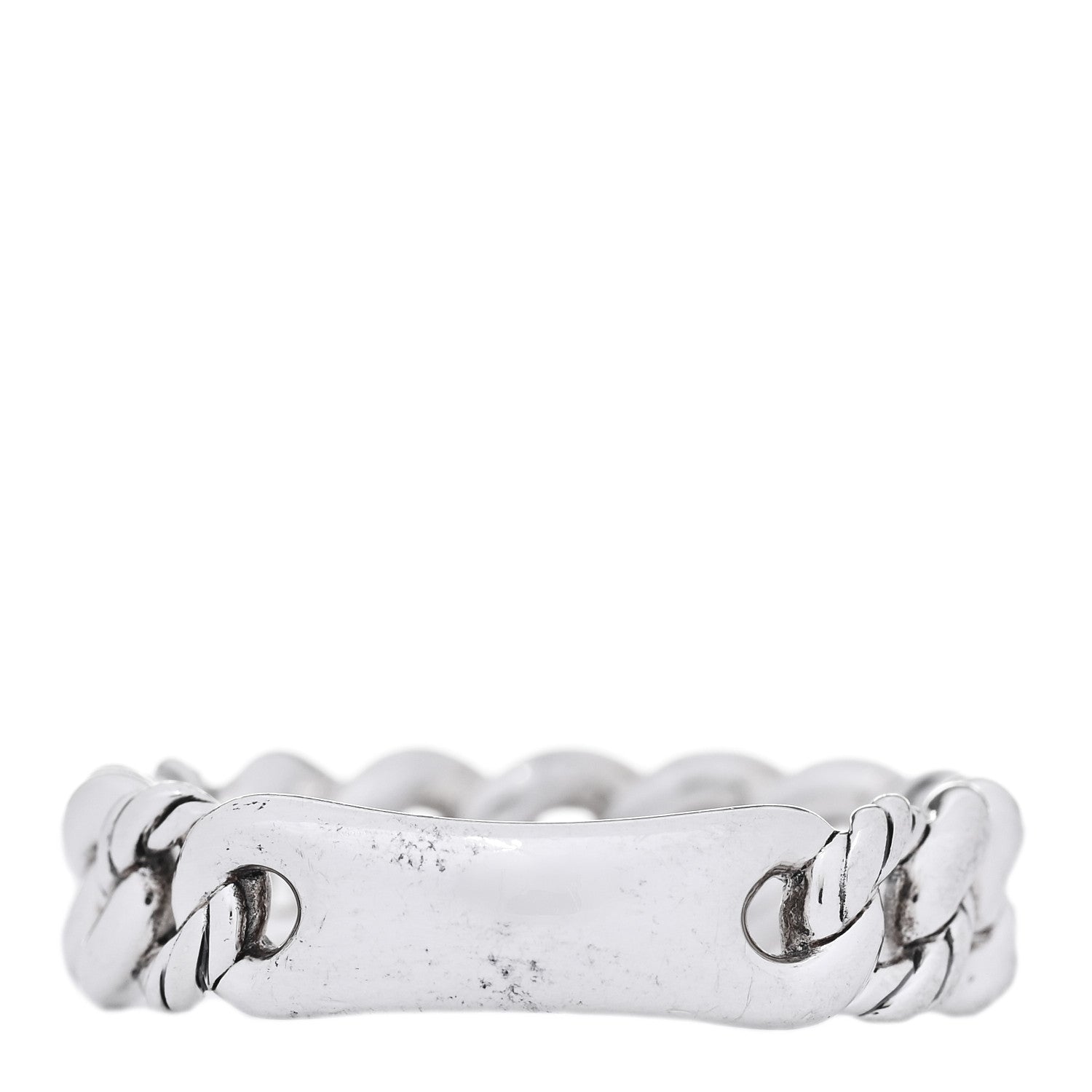 David Yurman Sterling Silver Diamond Narrow Belmont Curb Link Ring 54 7 3 of 4