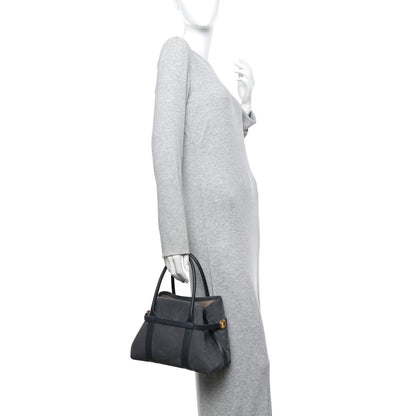 Loro Piana Nubuck Grained Calfskin Small Ghiera Shopper Tote Blue Navy 2 of 11