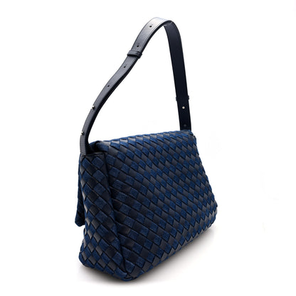 Bottega Veneta Denim Nappa Intrecciato Padded Messenger Abyss Indigo 3 of 9