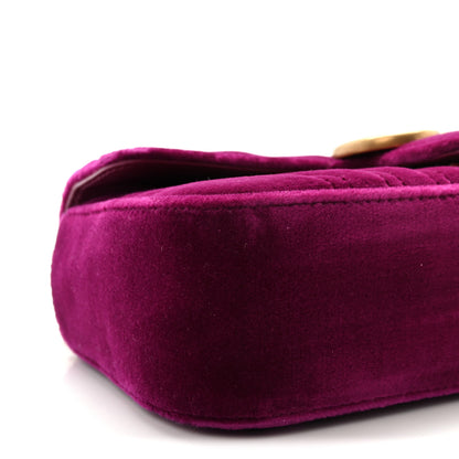 Gucci Velvet Matelasse Mini GG Marmont Shoulder Bag Fuchsia Violet Cyclamen 9 of 10