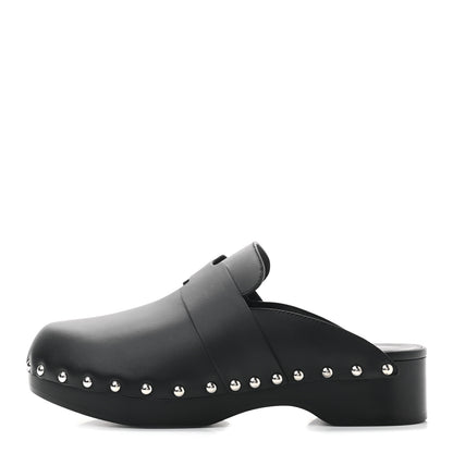Hermes Calfskin Calya Mules 37 Black 1 of 8