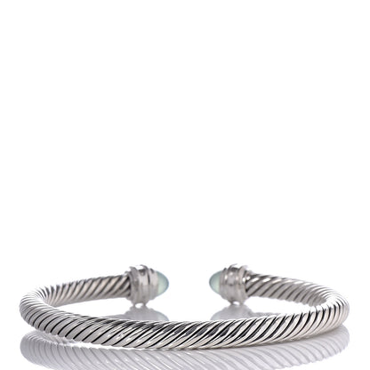 David Yurman Sterling Silver Aqua Chalcedony 5mm Cable Classics Bracelet 3 of 5