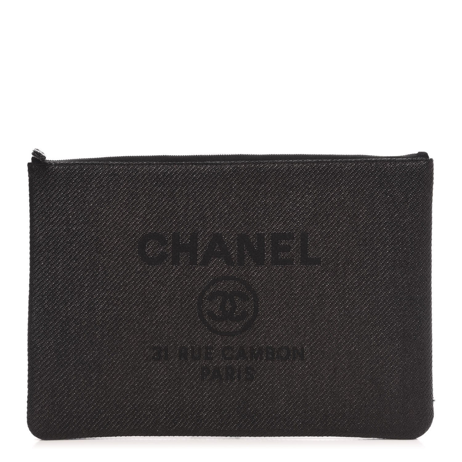 Chanel Canvas Large Deauville Pouch Black 1 of 9