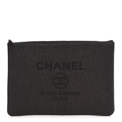 Chanel Canvas Large Deauville Pouch Black 1 of 9