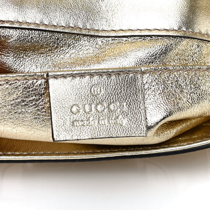 Gucci Metallic Calfskin Satin Bamboo Clutch Argento 6 of 15