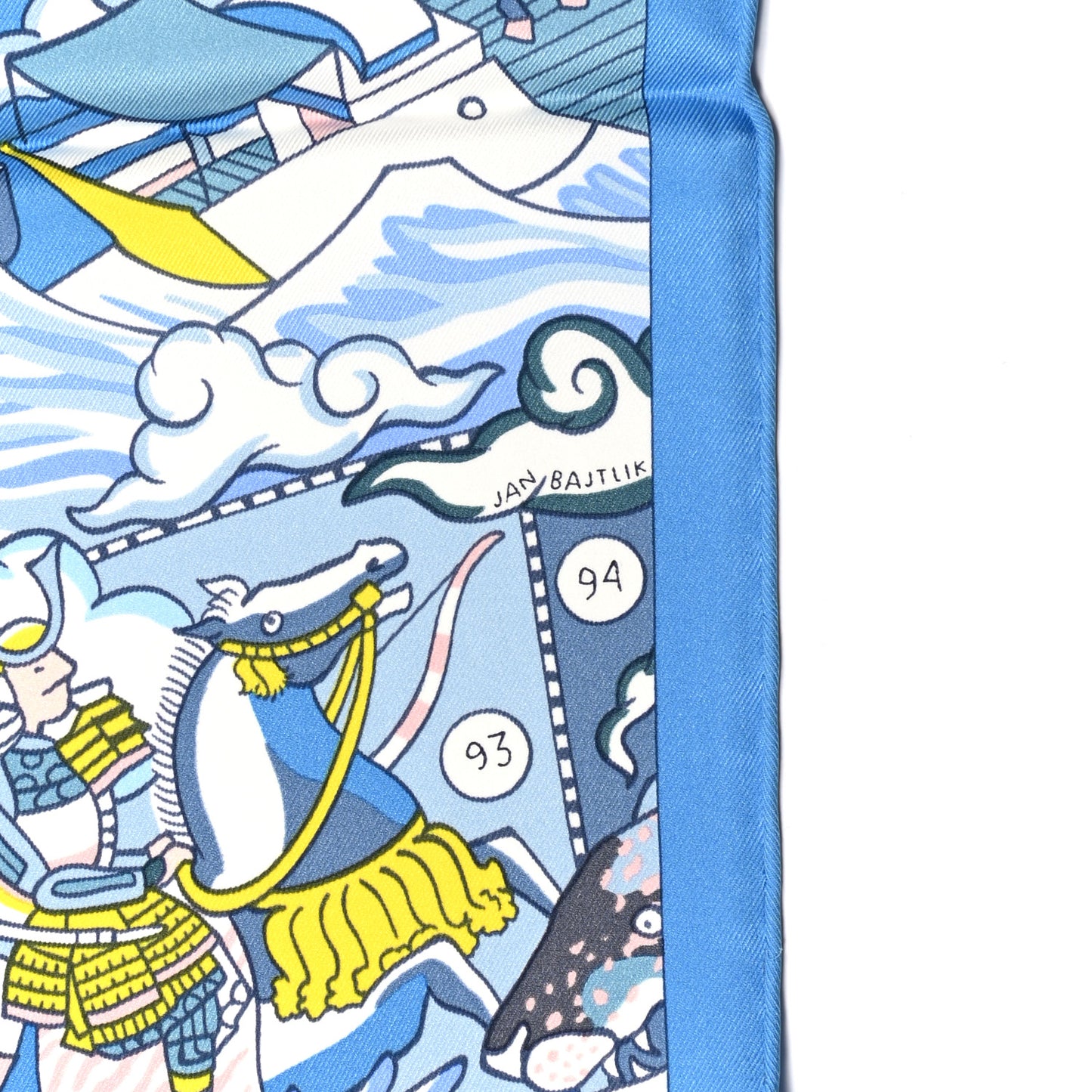 Silk L'Epopee D'Hermes Detail Scarf 70 Bleu Orange White