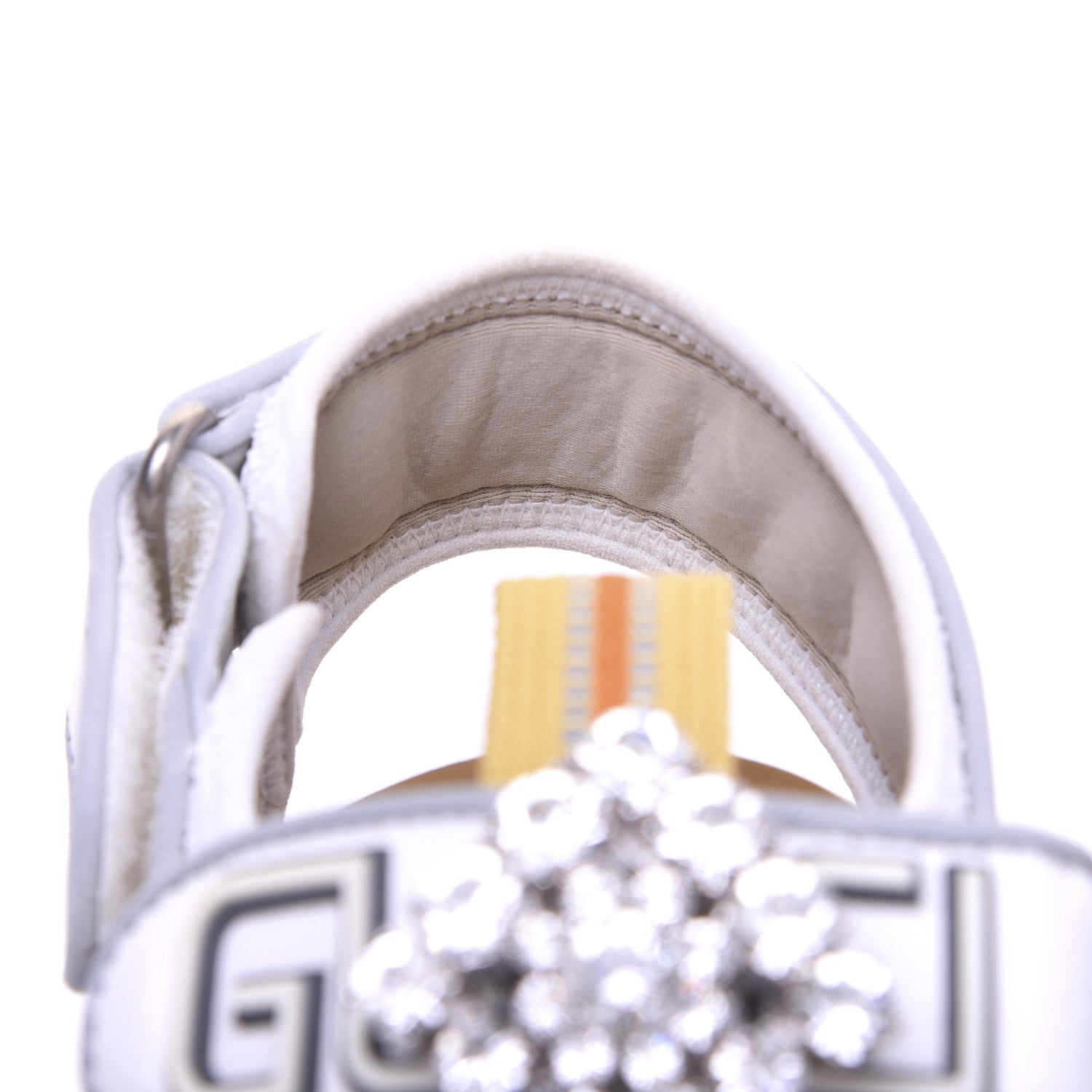 Gucci Mesh Fabric Tinsel Sport Sandals 37.5 White Silver 11 of 18