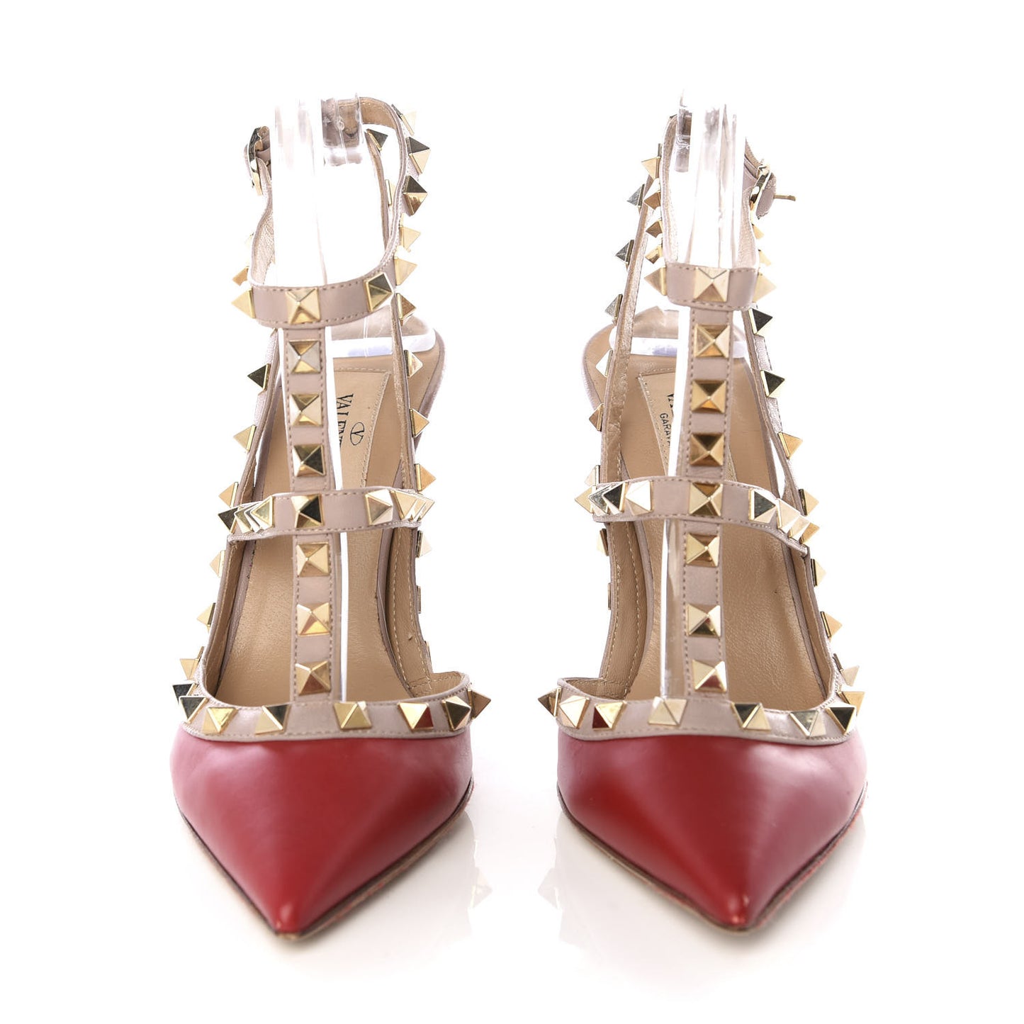 Nappa Rockstud Ankle Strap Pumps 35 Rosso Poudre