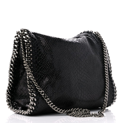 Stella McCartney Metallic Faux Snakeskin Small Falabella Fold Over Tote Black 2 of 7