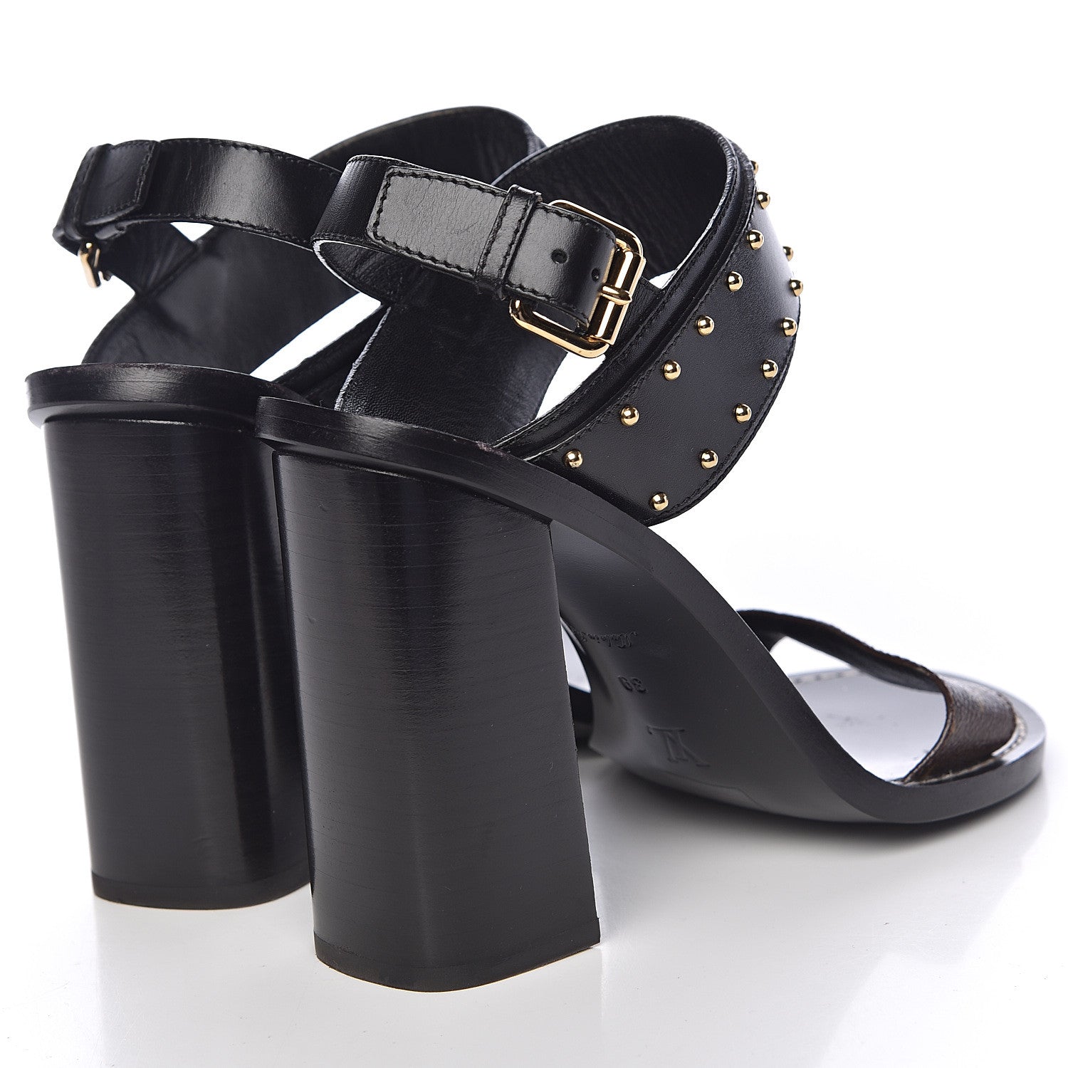 Louis Vuitton Calfskin Monogram Nomad Heeled Sandals 39 Black 4 of 16