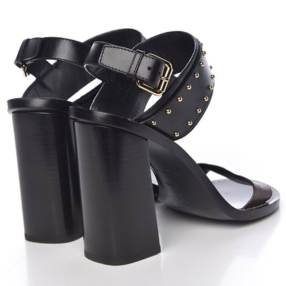 Louis Vuitton Calfskin Monogram Nomad Heeled Sandals 39 Black 4 of 16