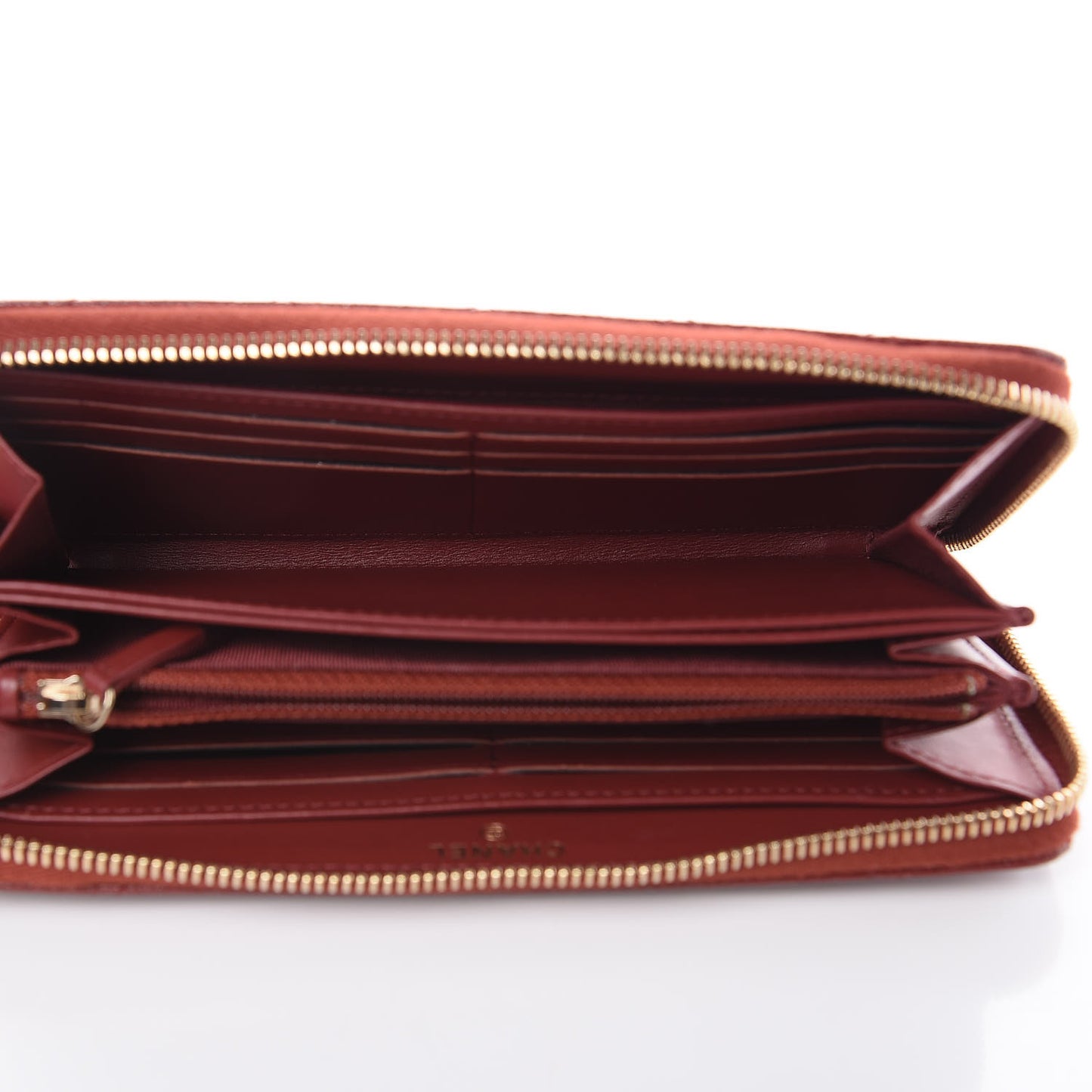 Caviar Quilted Large Gusset Zip Around Wallet Red