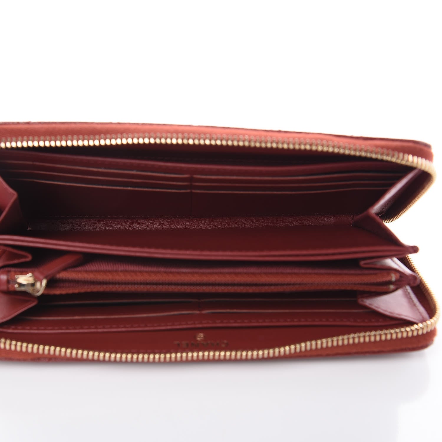 Chanel Caviar Quilted Large Gusset Zip Around Wallet Red 5 of 11