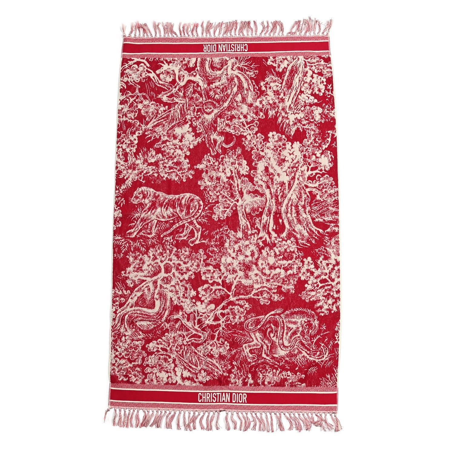 Christian Dior Cotton Toile De Jouy Reverse Towel Red 1 of 3