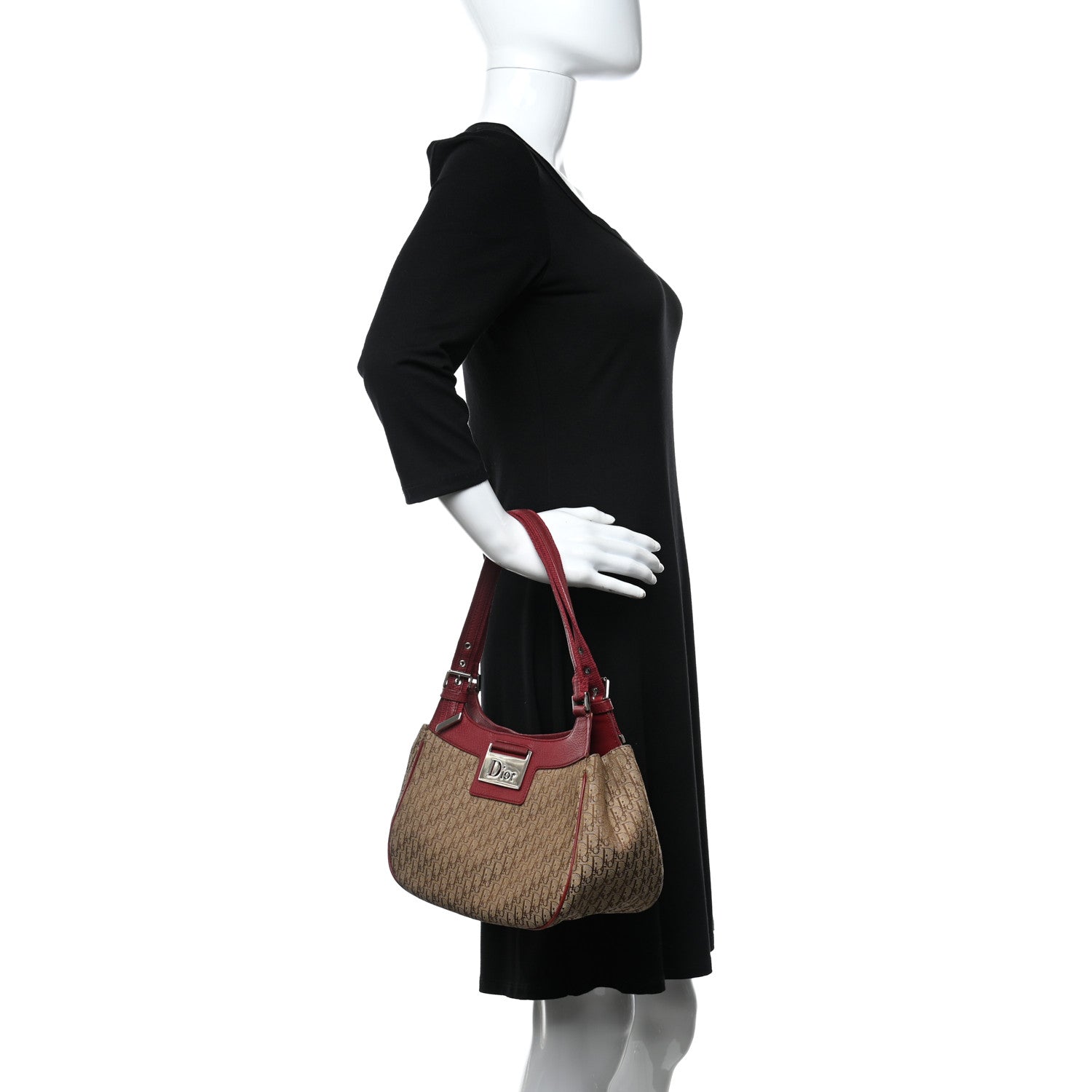 Christian Dior Monogram Street Chic Shoulder Bag Beige Red 2 of 15