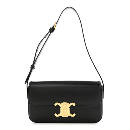 Celine Shiny Calfskin Triomphe Shoulder Bag Black 1 of 15