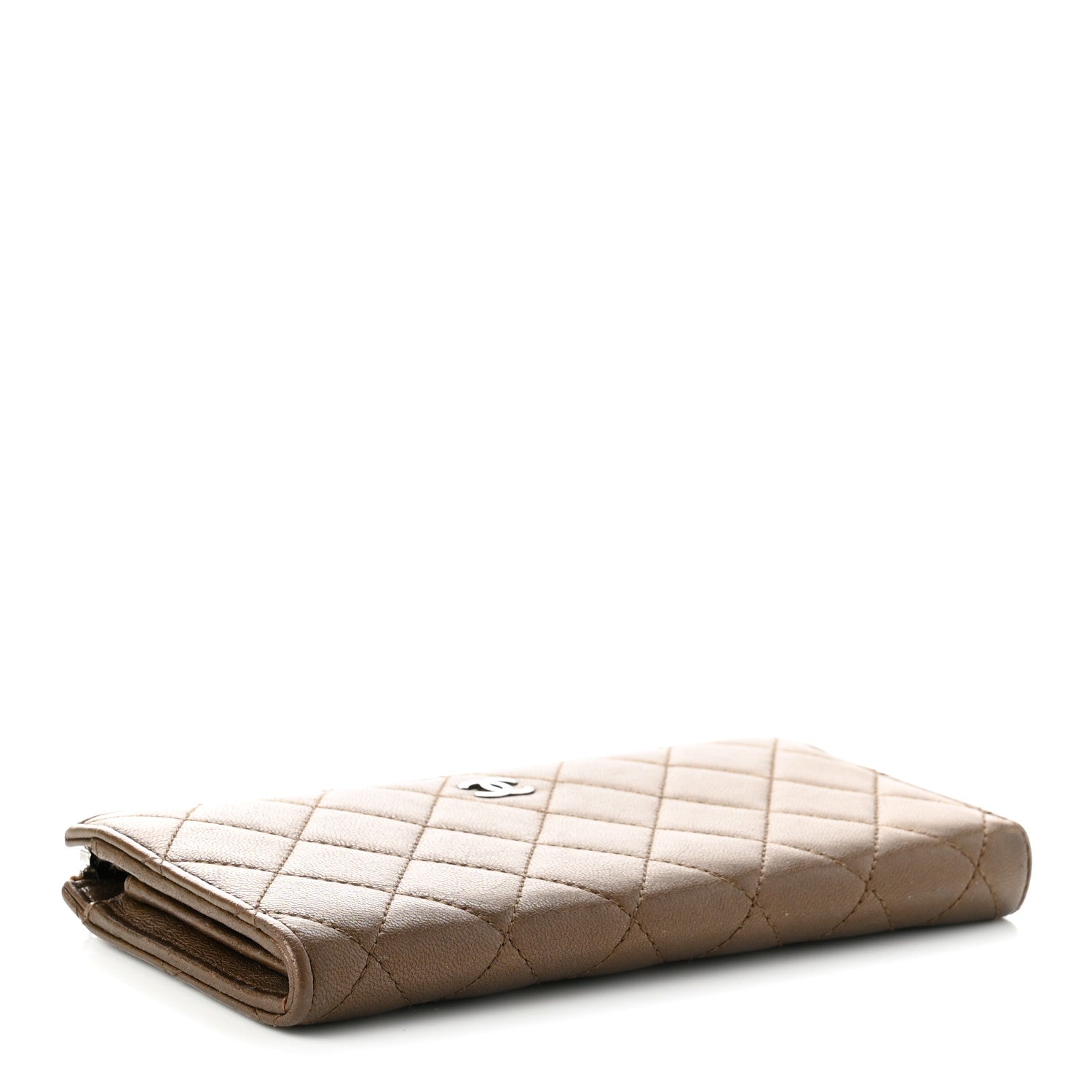 Chanel Metallic Lambskin Quilted Large Gusset Zip Around Wallet Bronze 4 of 8