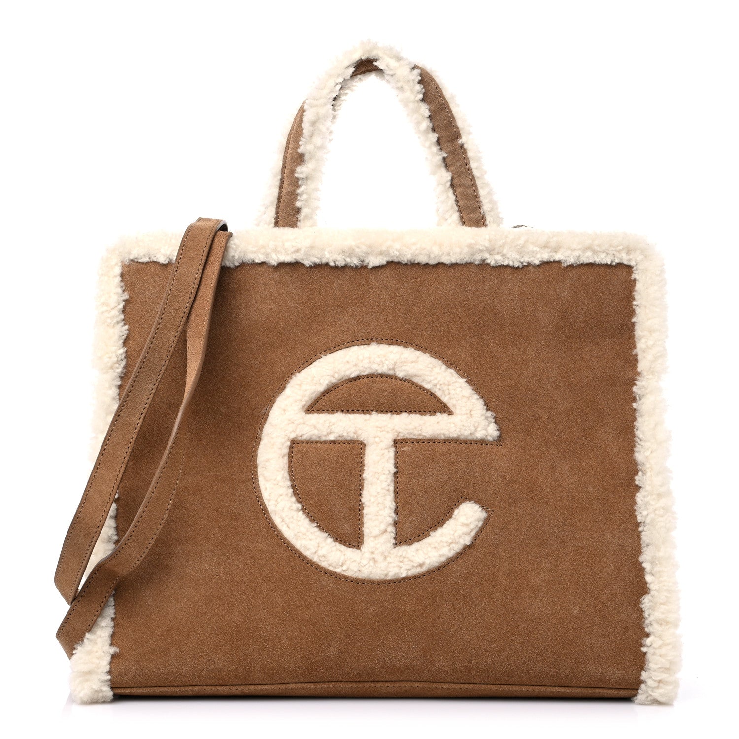 Telfar X UGG Suede Shearling Medium Shopping Bag Chestnut 1 of 12