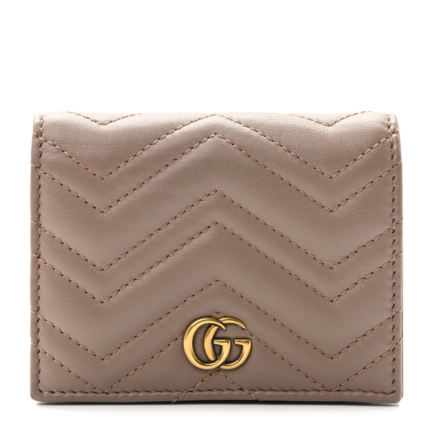 Calfskin Matelasse GG Marmont Card Case Wallet Porcelain Rose