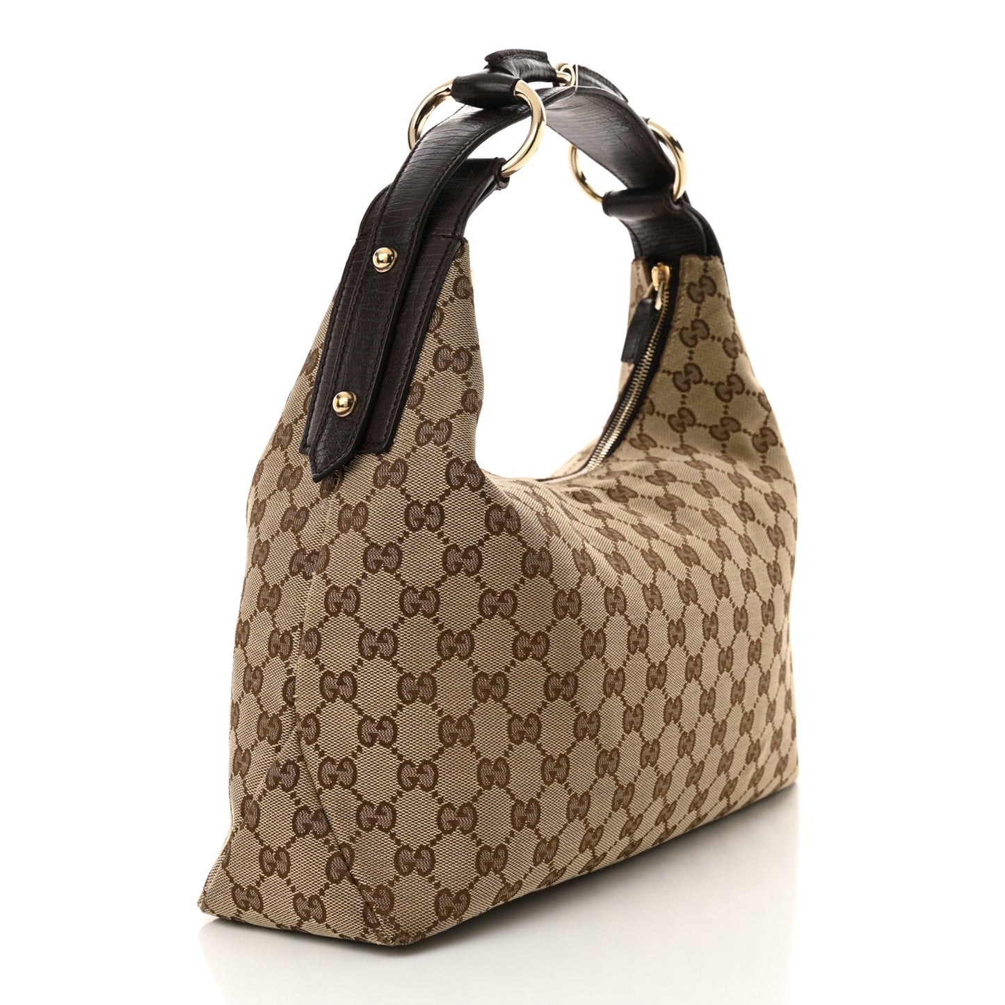 Monogram Medium Horsebit Chain Hobo Dark Brown