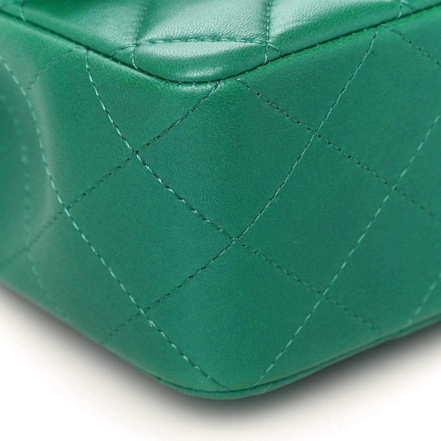 Chanel Iridescent Lambskin Quilted Mini Top Handle Rectangular Flap Green 9 of 11