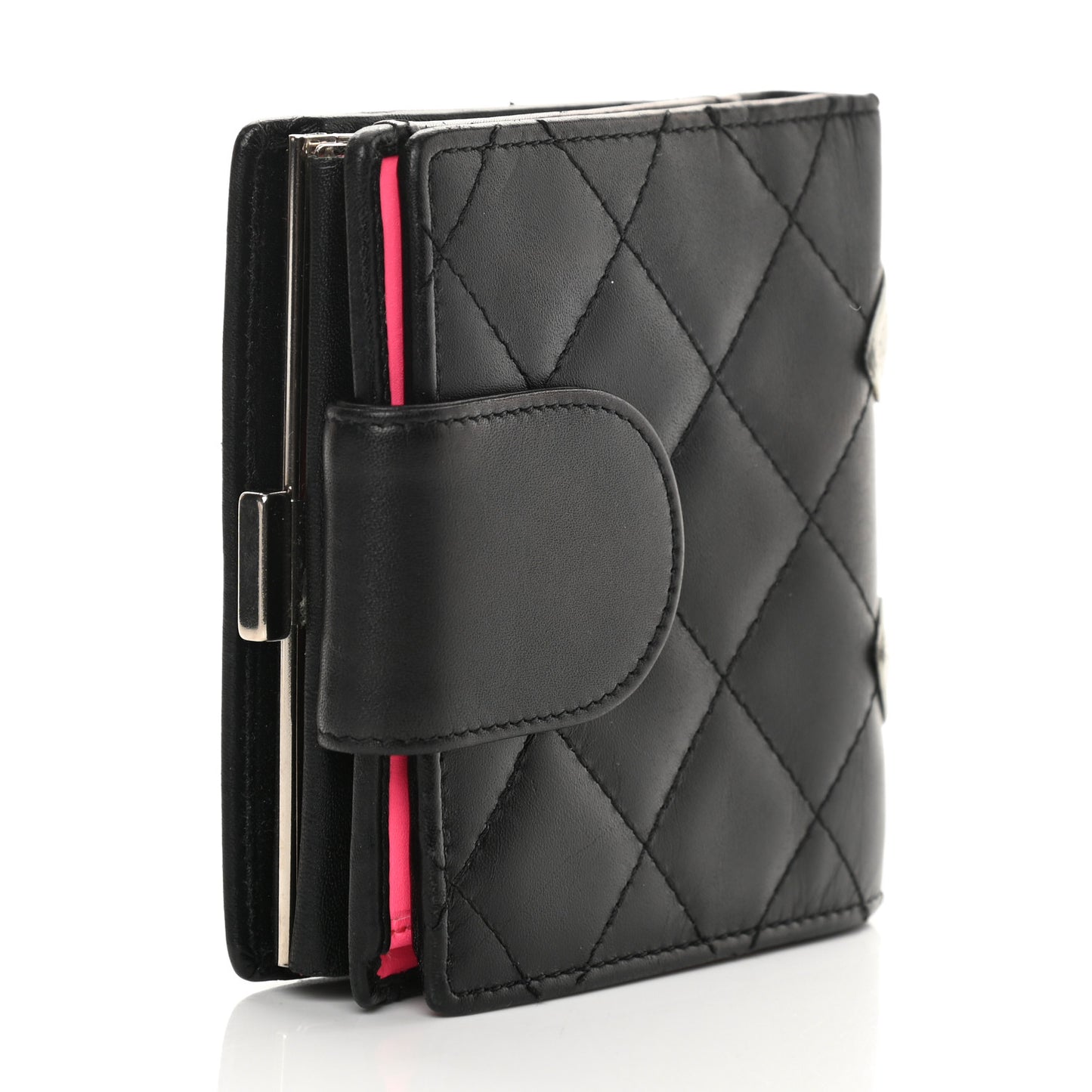 Calfskin Quilted Cambon Bi-Fold Wallet Black White