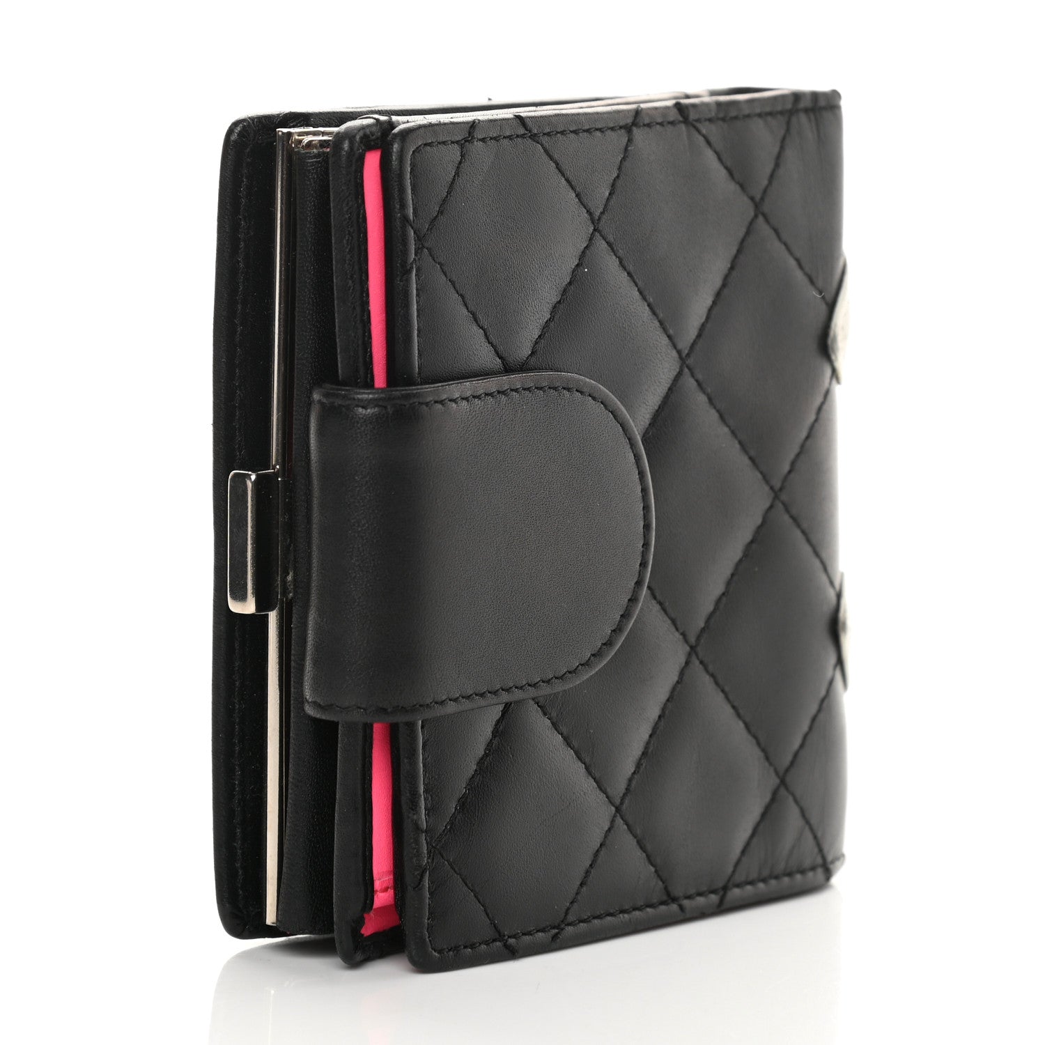 Chanel Calfskin Quilted Cambon Bi-Fold Wallet Black White 3 of 12