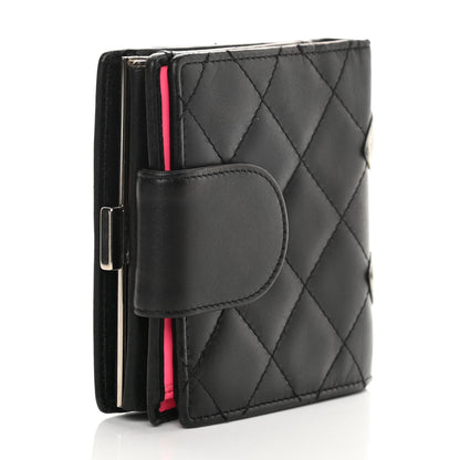 Chanel Calfskin Quilted Cambon Bi-Fold Wallet Black White 3 of 12